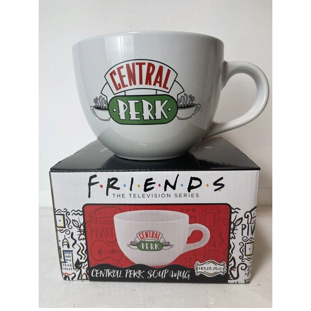 Friends TV Show Central Perk Large 24oz White Ceramic Soup Coffee Mug Cup New